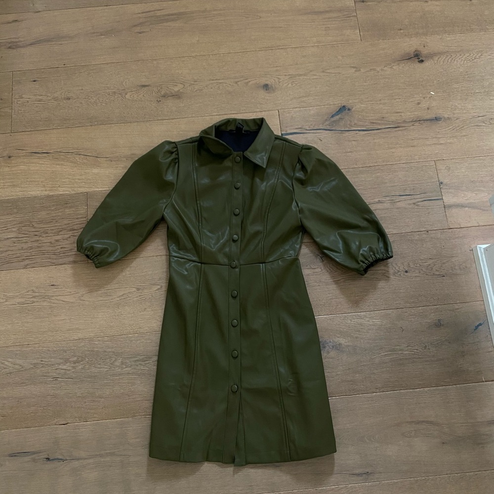 green leather dress